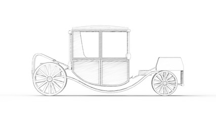 3d rendering of a carriage isolated in white studio background