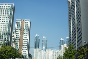 Fototapeta na wymiar High rise apartment buildings isolated