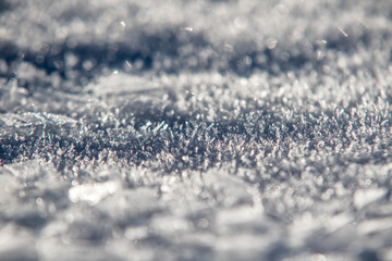 detail of frozen snow flakes