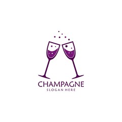 Champagne logo vector icon illustration design 