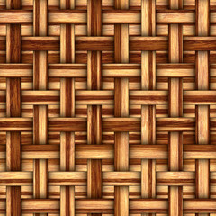 Basket weave seamless texture, wooden striped pattern, wicker rattan,   3d illustration