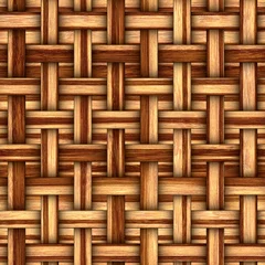Behang 3D Mandweefsel naadloze textuur, houten gestreept patroon, rieten rotan, 3d illustratie