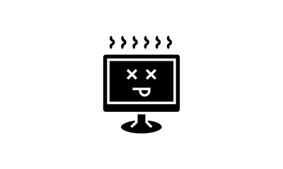 Black broken or damaged pc vector icon