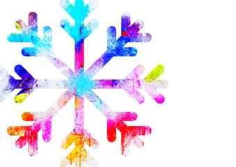 Christmas Background with Cute Colorful Snowflakes on White background