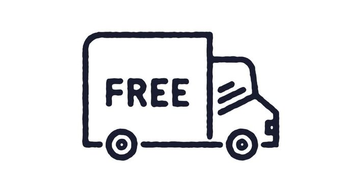 Free delivery outline icon animation footage/video. Hand drawn like symbol animated with motion graphic, can be used as loop item, has alpha channel and it's at 4K video resolution.