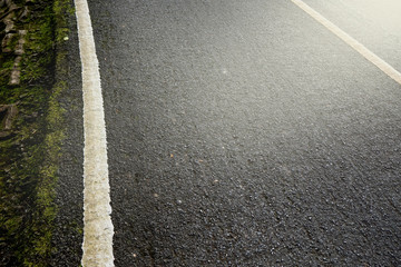 Fototapeta premium New asphalt texture with white line on road