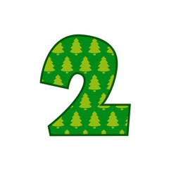 Logotipo número 2 con patrón de árboles de navidad en color verde