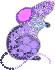  Vector illustration of dotted mouse in pointillism style.