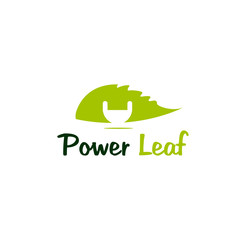 power leaf green logo design vector