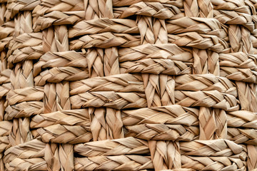 Wicker straw mat texture macro.