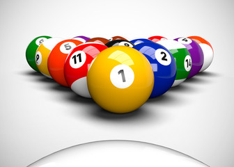 American Pool Billiards Balls Table Set Up 3D Render