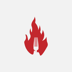 spoon fire logo design vector