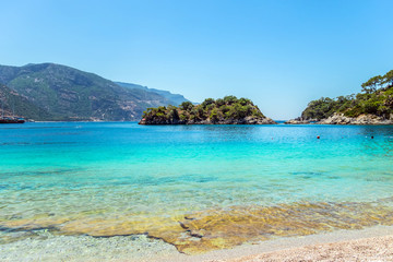 Panoramic island view on amazing bay Ionian Sea