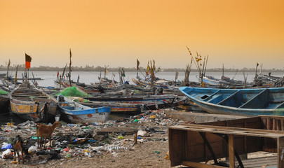 Pollution on the beach of beach of Senegal, africa © Philipimage
