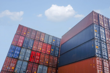 Container stacks in vessels waiting to be imported and exported