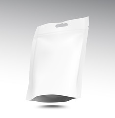 Realistic flow pack mockup. Vector illustration on grey background. Easy to use for presentation your product, idea, design. EPS10.	