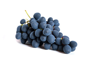 Black grapes with drop of water isolated on white background