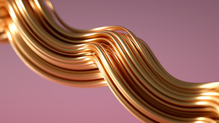 Golden wave background. 3d illustration, 3d rendering.