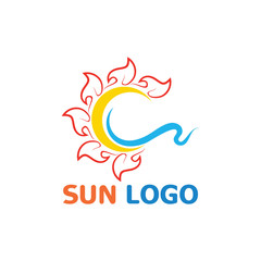 Sun Summer Logo Design illustration icon template