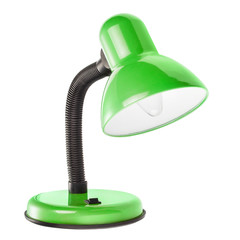 Classic green desk lamp, isolated on white background