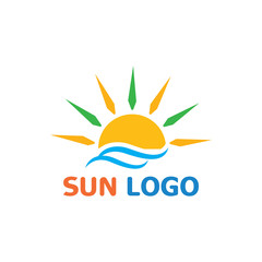 Sun Summer Logo Design illustration icon template