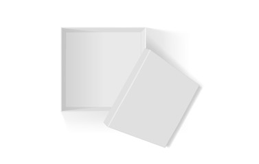 open white paper box isolated on white background mock up 