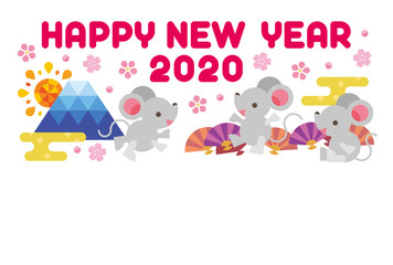 和風ポップなネズミ年賀状