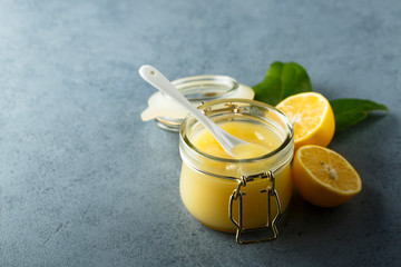 Homemade lemon curd in the jar