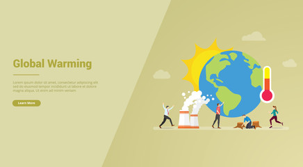 global warming concept with earth and sun for website template or landing homepage banner - vector