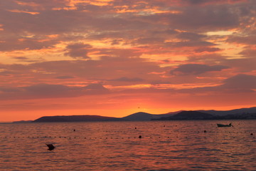 Zachód słońca-redsky miasto Split Chorwacja