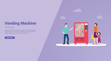 vending machine concept with man and woman for website template or landing homepage banner - vector