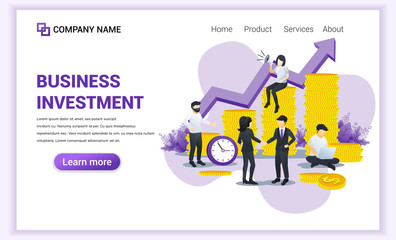Modern Flat design concept of Business Investement with characters in investment innovation. Can use for business analysis, web banner, landing page, web template. Flat vector illustration