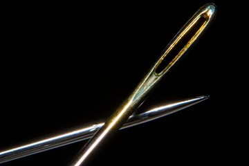 Macro shots sewing needles close-up picture