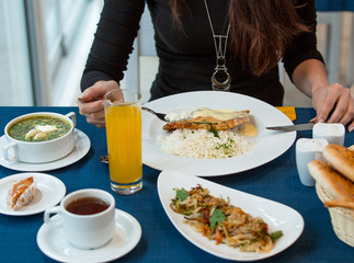 fried chicken with rice and cheese