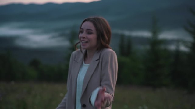 girl shows her emotions close-up