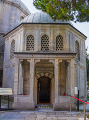 Fototapeta premium The exterior of the late 16th century Tomb of Princes in the Tomb of the Sultans courtyard at the side of Ayasofia, or Hagia Sofia, in Istanbul, Turkey. It contains the tombs of 4 sons and a daughter 