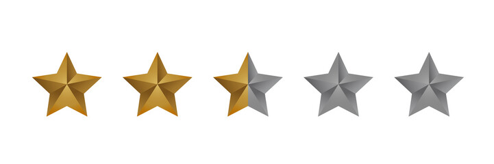 Luxury Two And A Half Stars Golden Gradient Rating Icon Vector