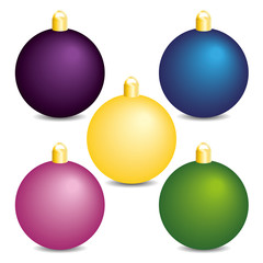 A set of simple illustrated christmas balls in different colors - Vector illustration