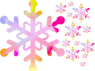 Christmas Background with Cute Colorful Snowflakes on White background