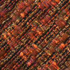 Close-up of handwoven woolen fabric texture