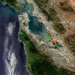 Satellite image of San Francisco Bay. Contains modified Copernicus Sentinel data 2019.