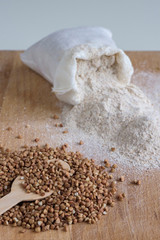 White buckwheat flour with white cotton