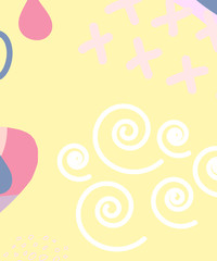 Vector abstract background texture design, bright poster, banner yellow background, pink and blue stripes and shapes.