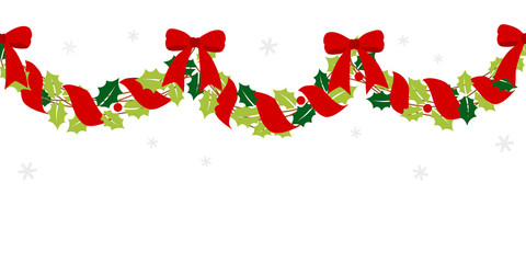 Christmas garland with red ribbon © niradj