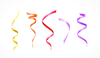 Isolated Colorful Serpentine Streamer Party Decoration Elements on White Background