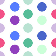 Abstract creative seamless pattern of colorful round circles.  Polka dot. Vector design.
