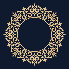 Decorative frame Elegant vector element for design in Eastern style, place for text. Floral golden border. Lace illustration for invitations and greeting cards.