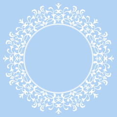 Decorative frame Elegant vector element for design in Eastern style, place for text. Floral blue border. Lace illustration for invitations and greeting cards