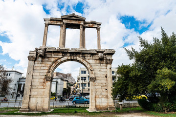 Fototapeta na wymiar Arch of Hadrian (Hadrian's Gate) in Athens, Greece