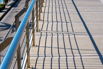 Perspective view of the pedestrian bridge leading to the Valencia Marina in Spain